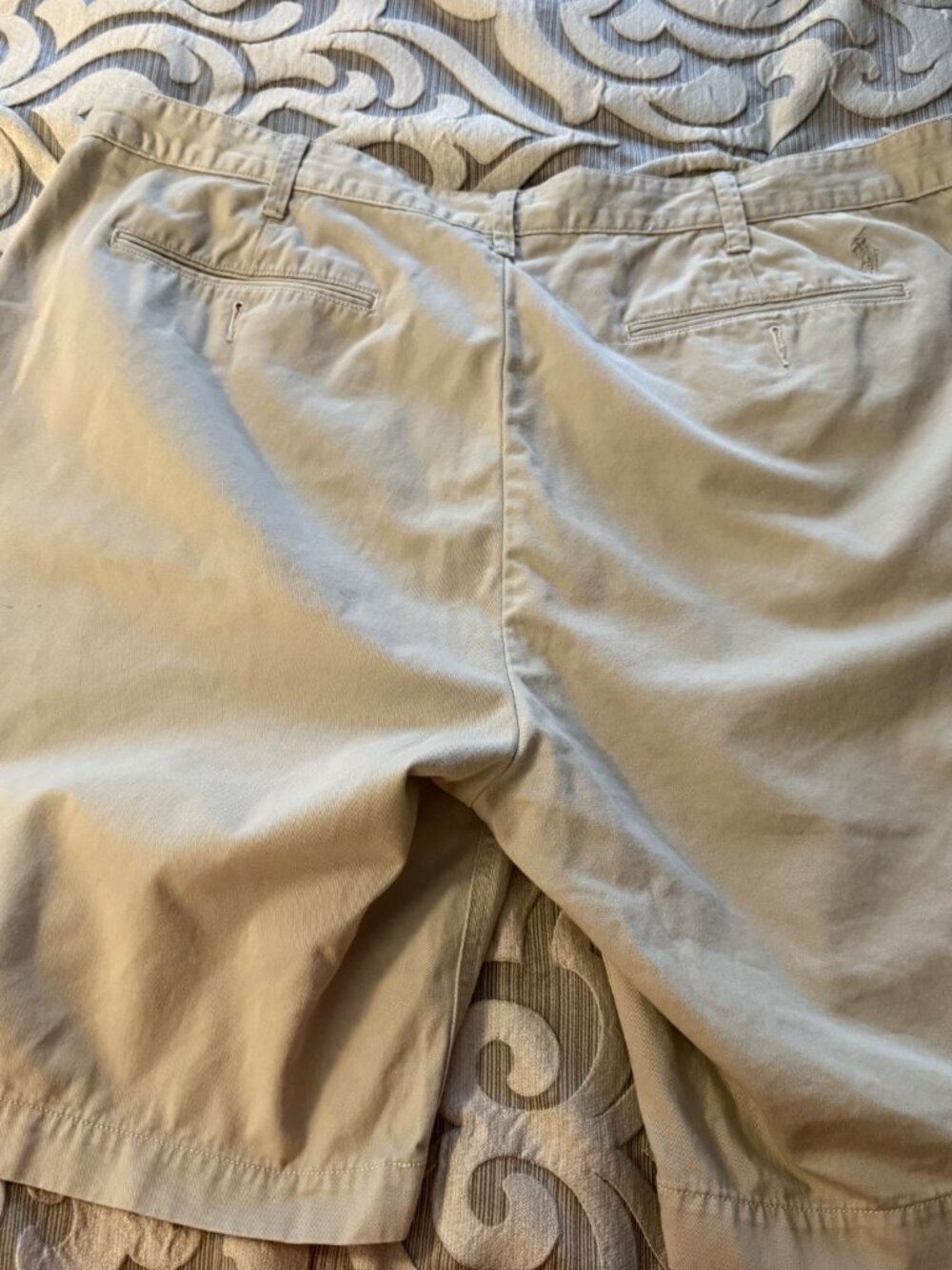 Polo Ralph Lauren Mens Classic Tan Khaki Chino Shorts Cotton Twill Flat Front 42 - Picture 5 of 13